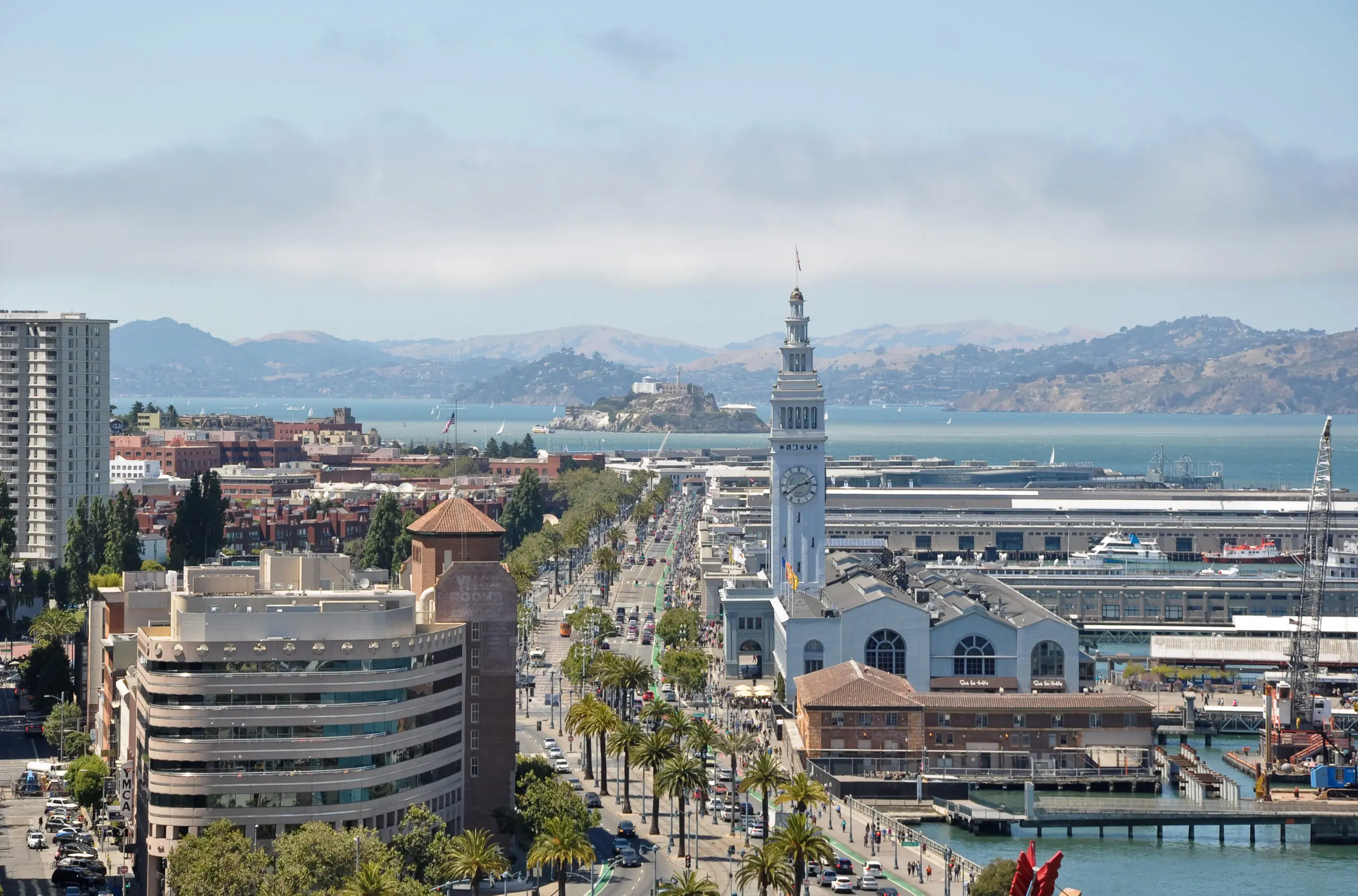 San Francisco Embarcadero and Ferry Building near the Juneteenth Parade route on Market Street - San Francisco