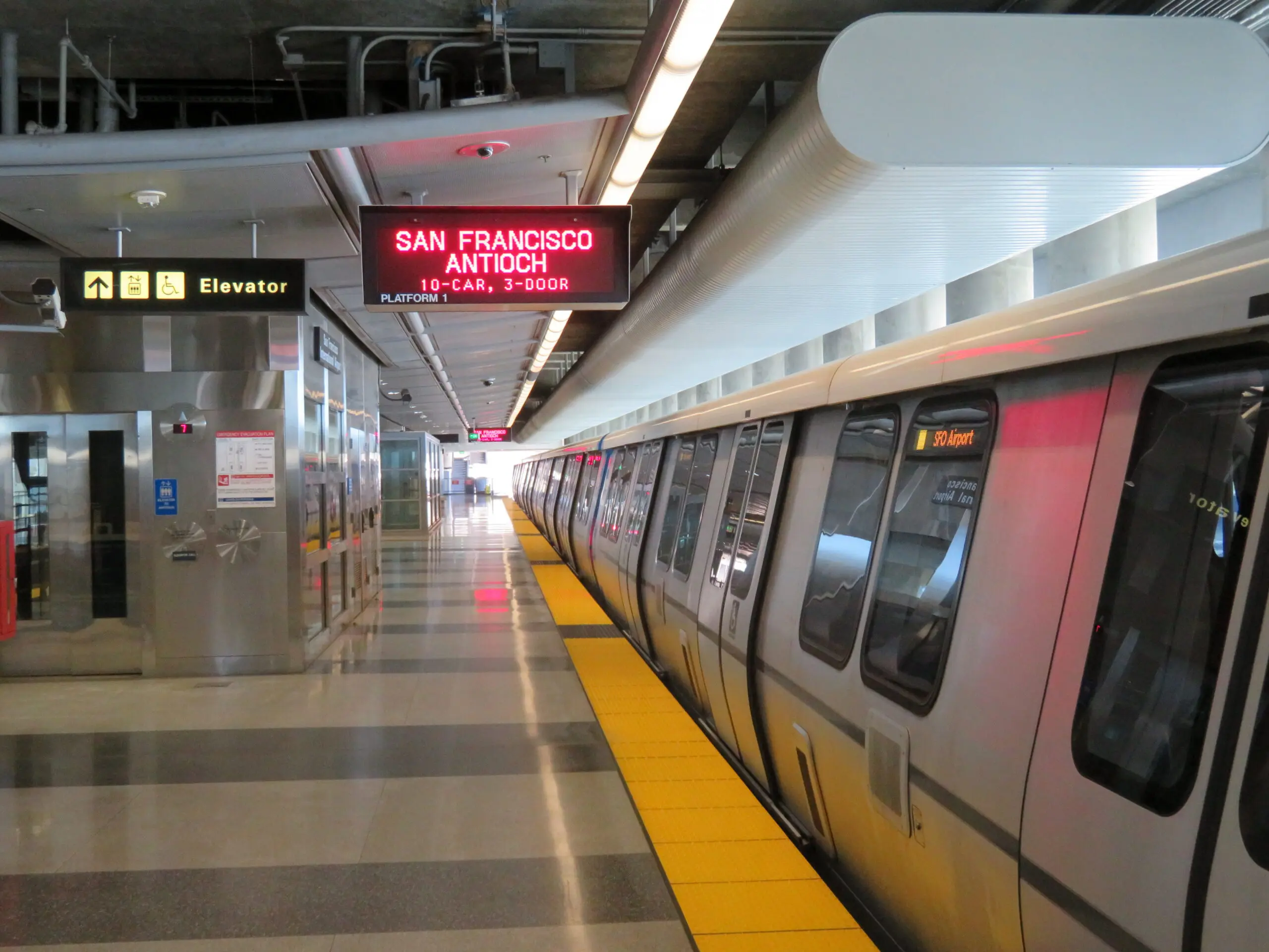 A BART train at the San Francisco International Airport station - San Francisco