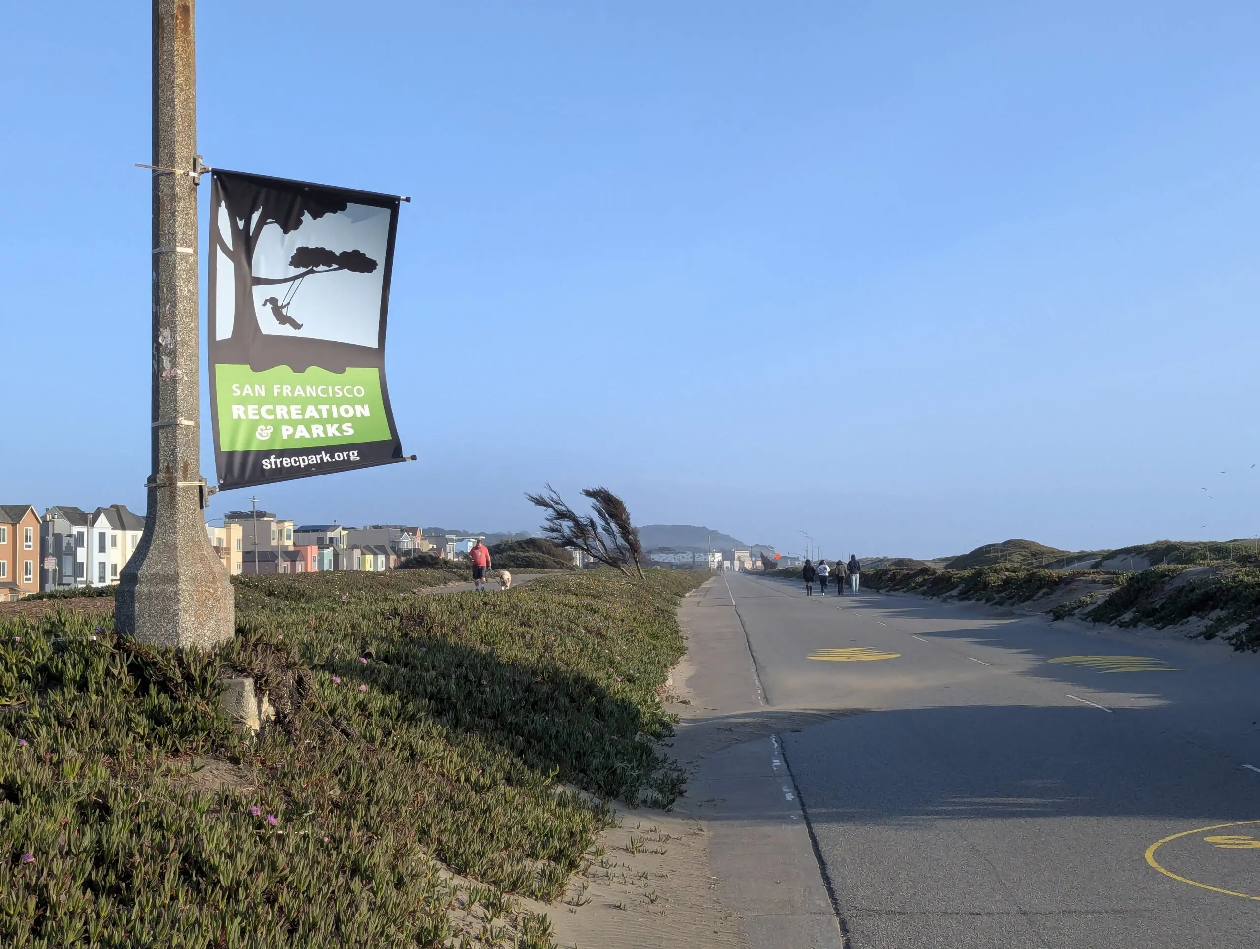 Sunset Dunes park on the former upper Great Highway beside Ocean Beach - San Francisco