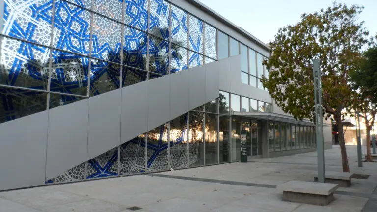 The Yerba Buena Center for the Arts building seen from Yerba Buena Gardens in SoMa - San Francisco