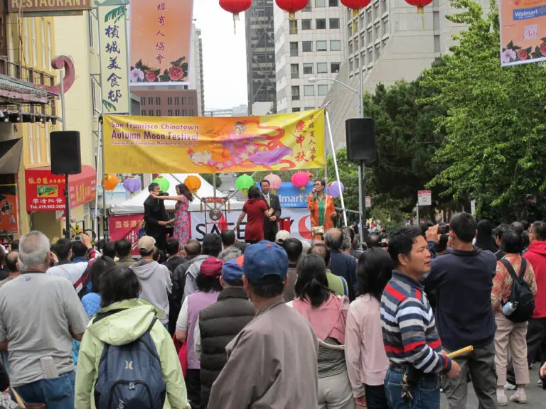 Dancers performing at the Chinatown Autumn Moon Festival on Grant Avenue - San Francisco