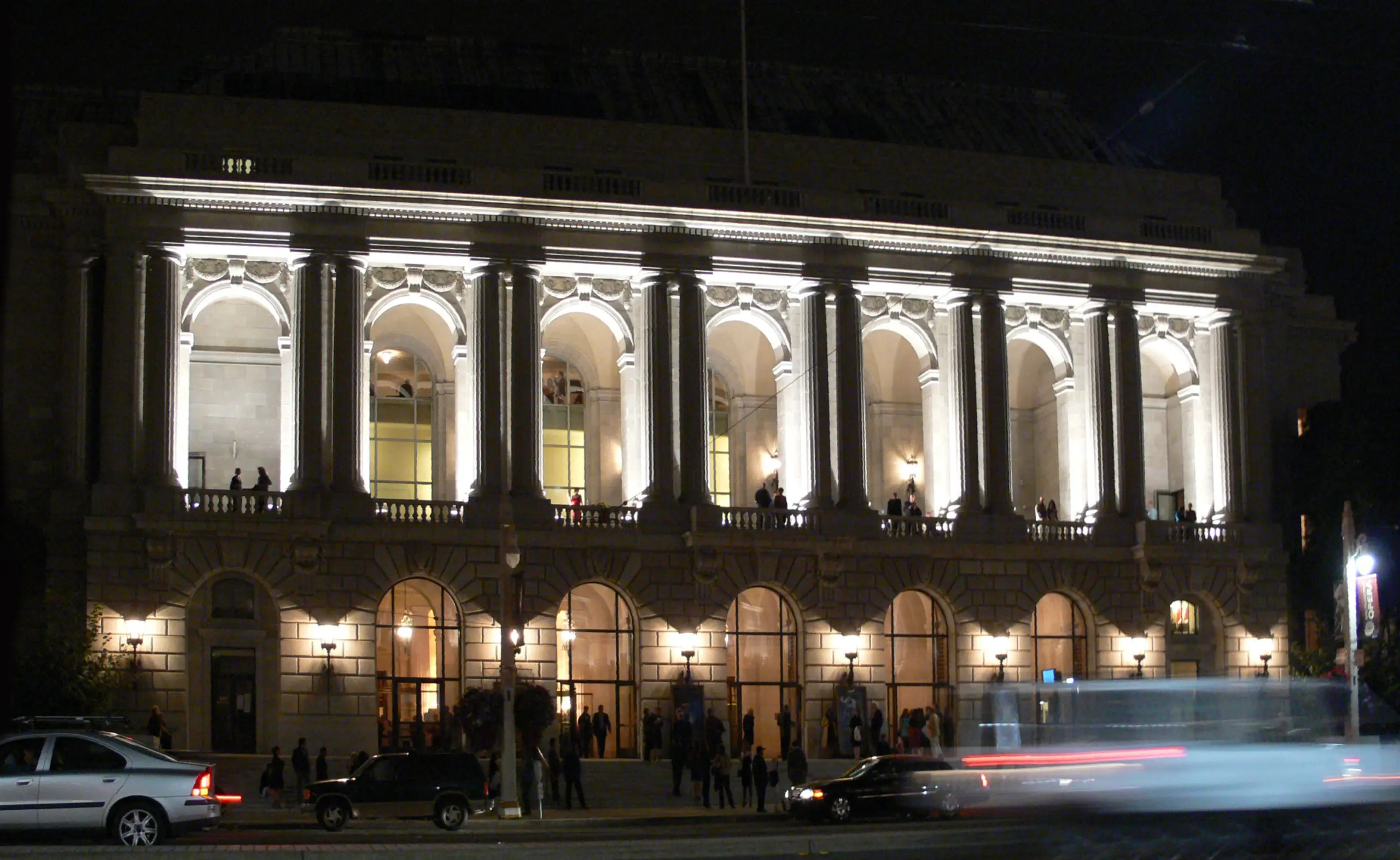 The War Memorial Opera House lit at night, home of San Francisco Opera - San Francisco