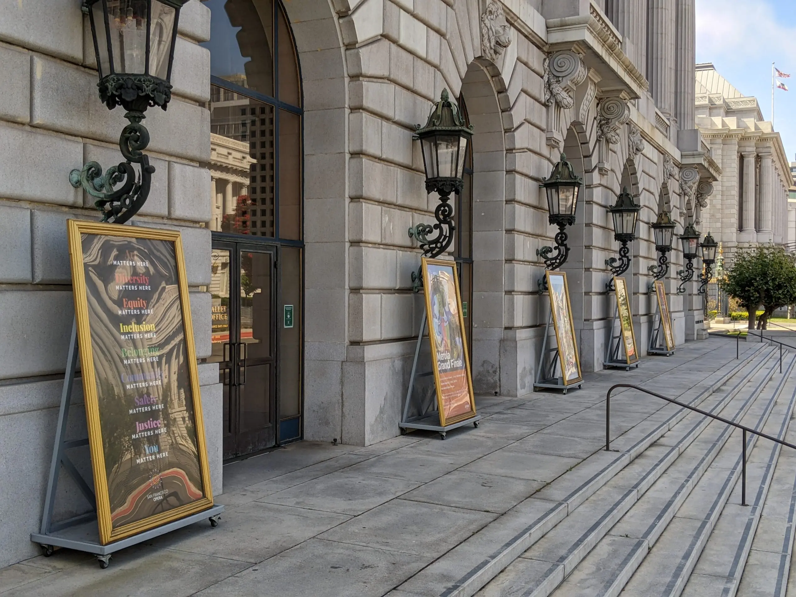 The Van Ness Avenue entrance to the War Memorial Opera House, where San Francisco Opera opens its 104th season - San Francisco
