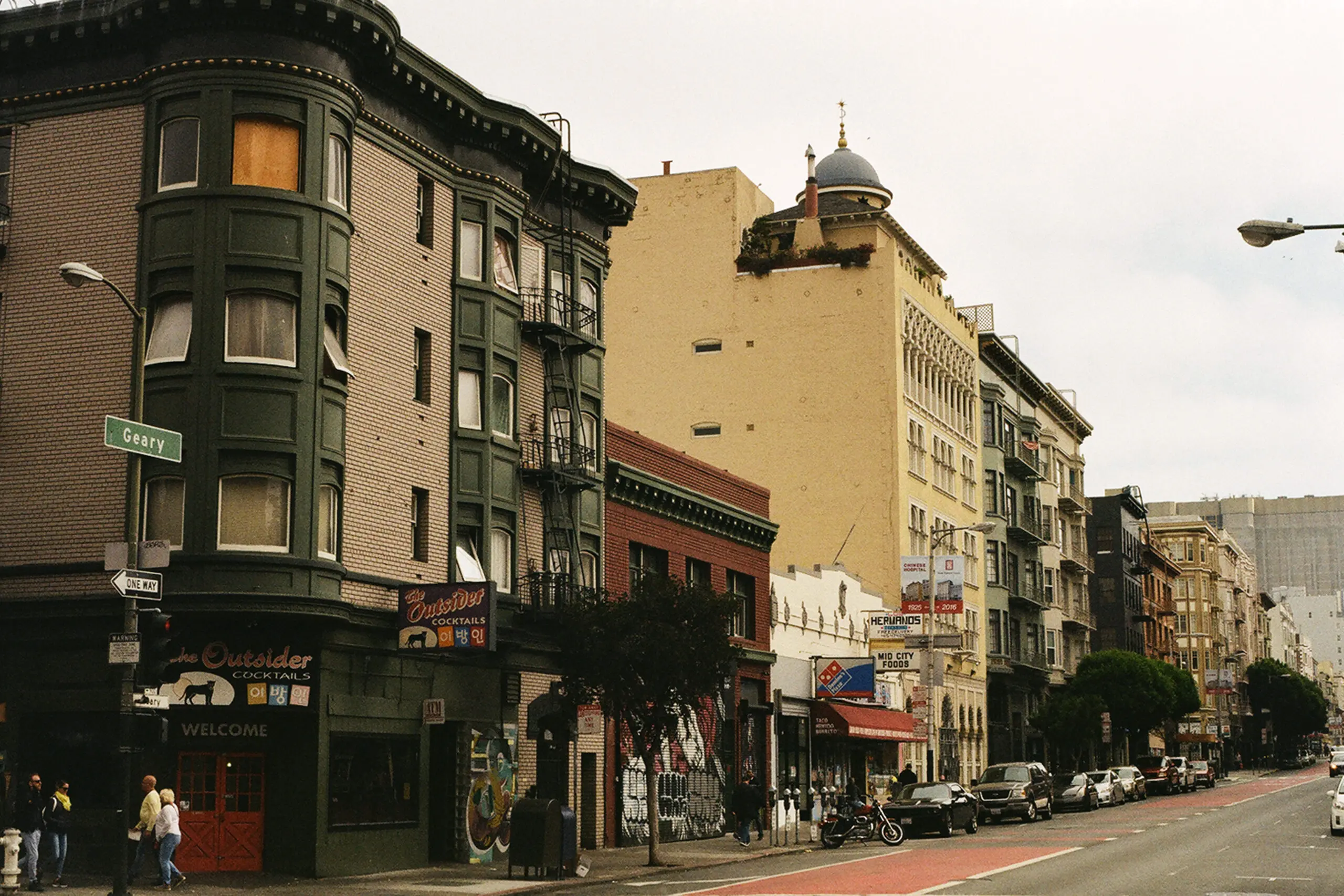 The corner of Geary and Larkin streets in the Tenderloin, the neighborhood where the Urban Alchemy intersections in the study are concentrated - San Francisco