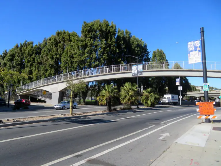 Hampshire Street footbridge over Cesar Chavez Street, the street a city working group plans to rename - San Francisco