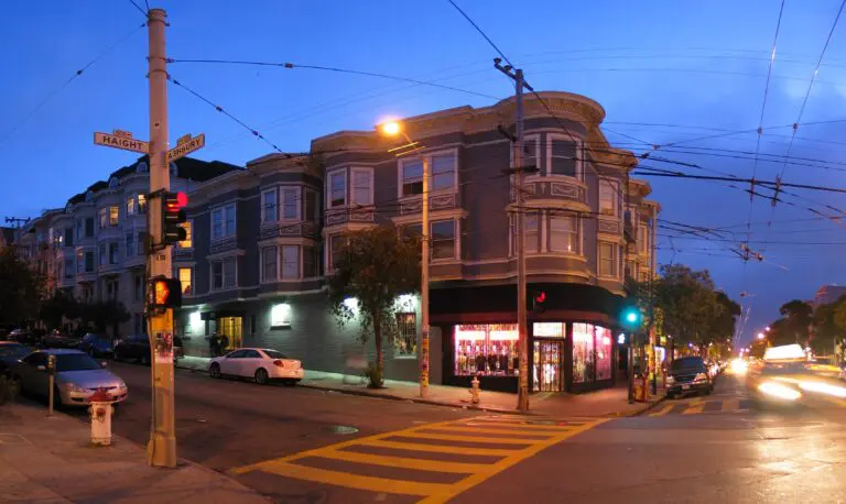 The corner of Haight and Ashbury streets, site of the Doolan-Larson Building - San Francisco