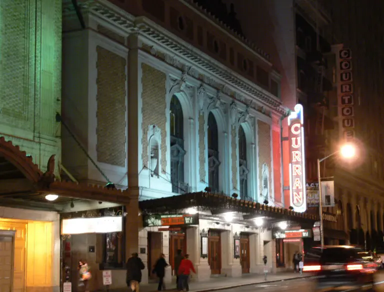The Curran Theatre on Geary Street at night, where Laurie Anderson plays on September 25 - San Francisco