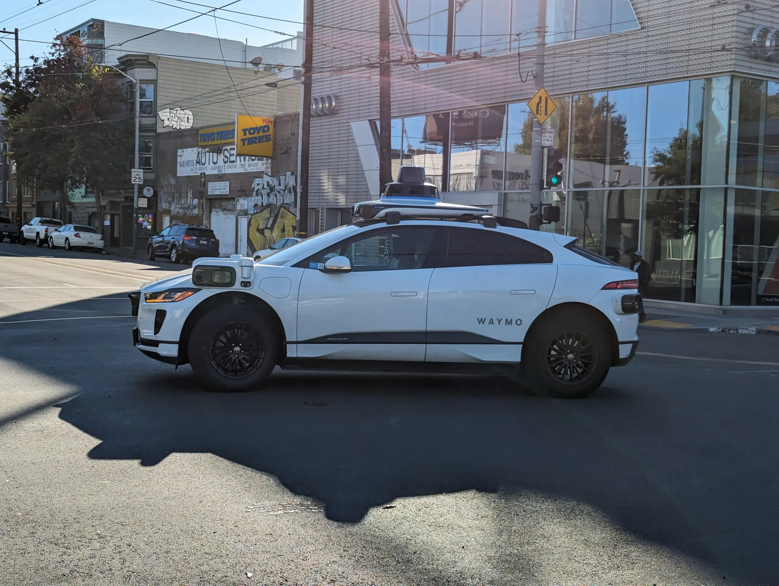 Waymo robotaxis parked at 14th and Howard streets - San Francisco