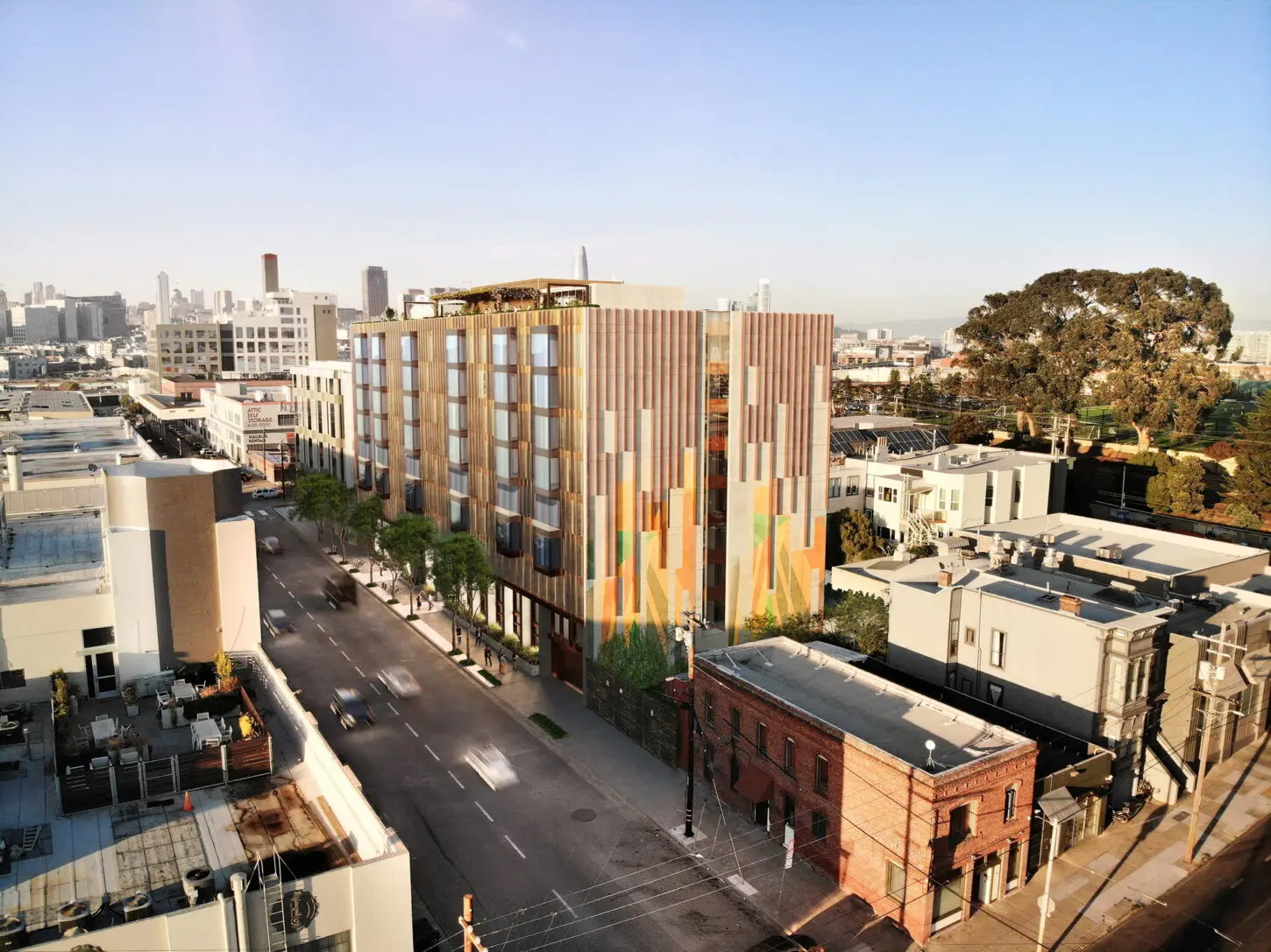 Rendering of the nine-story 321 Florida St. apartment building in the Mission District by Handel Architects - San Francisco