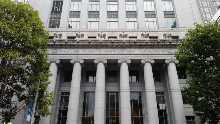 Ionic colonnade of the old Federal Reserve Bank of San Francisco building on Sansome Street, now The Reserve at 301 Battery - San Francisco
