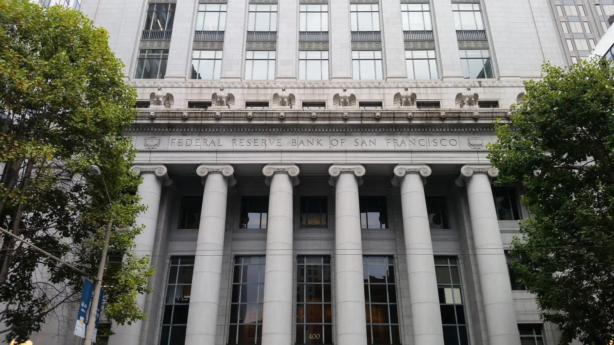 Ionic colonnade of the old Federal Reserve Bank of San Francisco building on Sansome Street, now The Reserve at 301 Battery - San Francisco