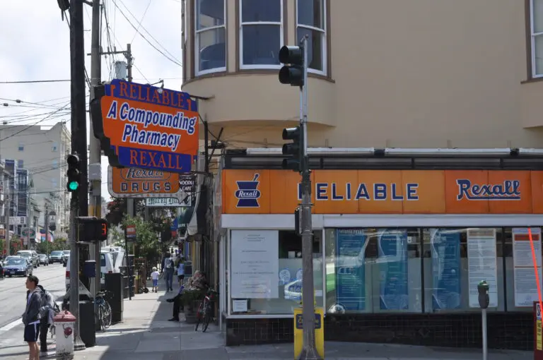 Former Reliable Rexall pharmacy at Ninth Avenue and Irving Street in the Inner Sunset, future site of Mama's Boy Pizza - San Francisco